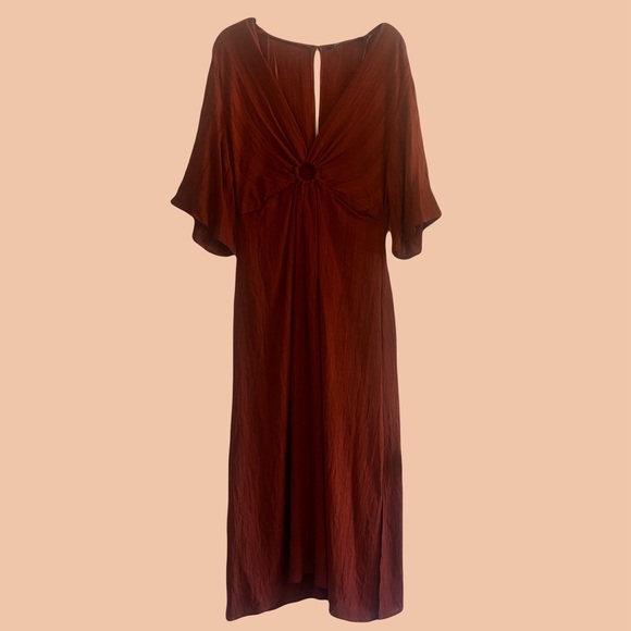 Zara Rust Colored Midi Dress - Picture 4 of 9